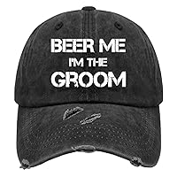 Beer ME IM The Groom Hats for Men Washed Distressed Baseball Caps Low Profile Washed Dad Hats Quick Dry