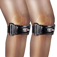 NEENCA 2 Pack Patella Knee Strap for Knee Pain, Premium Leather Knee Brace with Thickened Patella Gel Pad, Knee Support for Hiking, Basketball, Running, Jumpers Knee, Tendonitis. AC-57 (Pair)