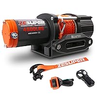 ZESUPER 4500 lb Winch Waterproof IP67 Electric Winch with Wireless Remote Synthetic Winch Rope Hawse Fairlead Handheld Remote ATV UTV Winches 12V Portable Power Winch