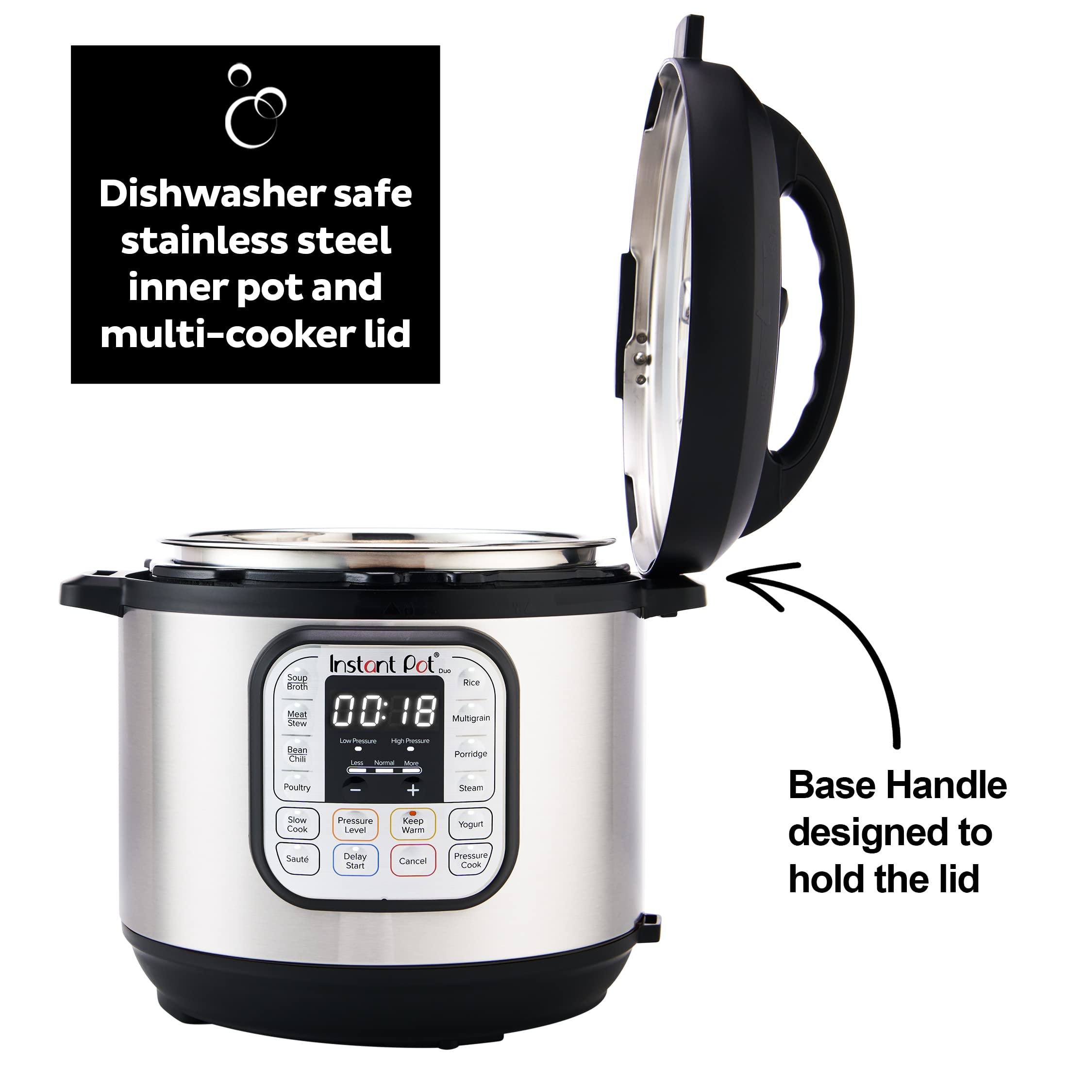 Instant Pot Duo 7-in-1 Electric Pressure Cooker, Slow Cooker, Rice Cooker, Steamer, Sauté, Yogurt Maker, Warmer & Sterilizer, Includes App With Over 800 Recipes, Stainless Steel, 3 Quart