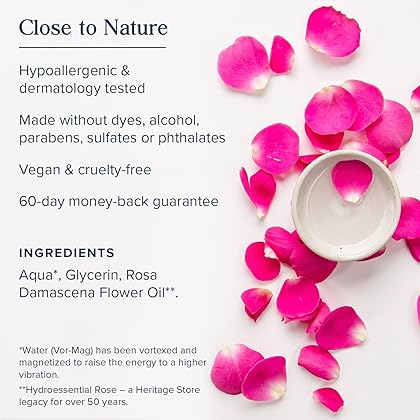 Heritage Store Rosewater & Glycerin Hydrating Facial Mist, for Dry Combination Skin Care, Rose Water Spray for Face with Vegetable Glycerine, Made Without Dyes or Alcohol, Vegan & Cruelty Free, 8oz