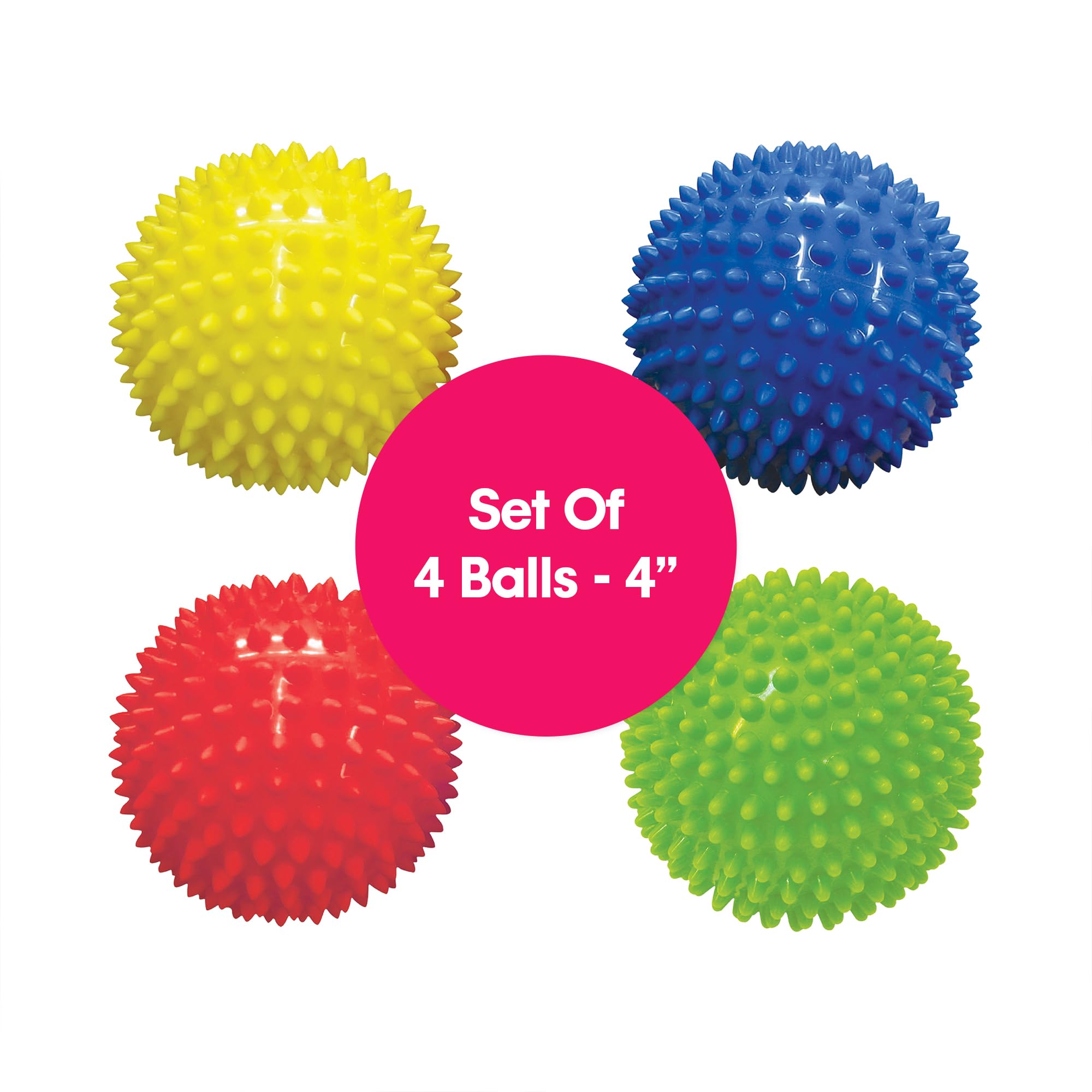 Edushape The Original Sensory Balls for Baby - 4” Solid Color Baby Balls That Help Enhance Gross Motor Skills for Kids Aged 6 Months and Up - Pack of 4 Vibrant and Unique Toddler Ball for Baby