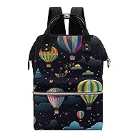 Hot Air Balloons with Stars Diaper Bag for Women Large Capacity Daypack Waterproof Mommy Bag Travel Laptop Backpack