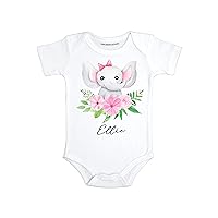 Personalized baby girl gifts with name Elephant baby girl clothes