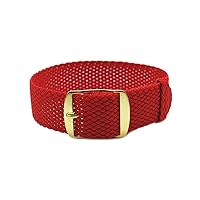 18mm Red Perlon Braided Woven Watch Strap with Golden Buckle