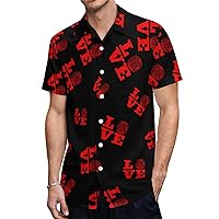 Love Firefighter Hawaiian Shirt for Men Short Sleeve Button Down Summer Tee Shirts Tops