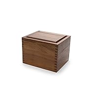 Acacia Wood Recipe Box with Divider Tabs, 2 Compartment, Single