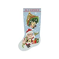 Cross Stitch Patterns Christmas Stockings, Personalized Modern Counted Easy Holiday Stockings DIY, Cute Carl Simple Design for Beginners, Digital Download