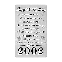 21st Birthday Wallet Card Gifts for Her Him- Happy 21st Birthday Card for Women Men- Personalised 21 Year Yr Old Birthday Presents for Female Male- 2002 21 Bday Gift Ideas for Girls Boys