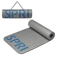SPRI 12mm Pro Fitness Matt - Thick Exercise Mat for Floor Workouts, Sit-Ups, Push-Ups, Stretching, Toning, and General Fitness - Non-Slip Texture, Cushioned, Portable Rolling Mat with Carrying Strap