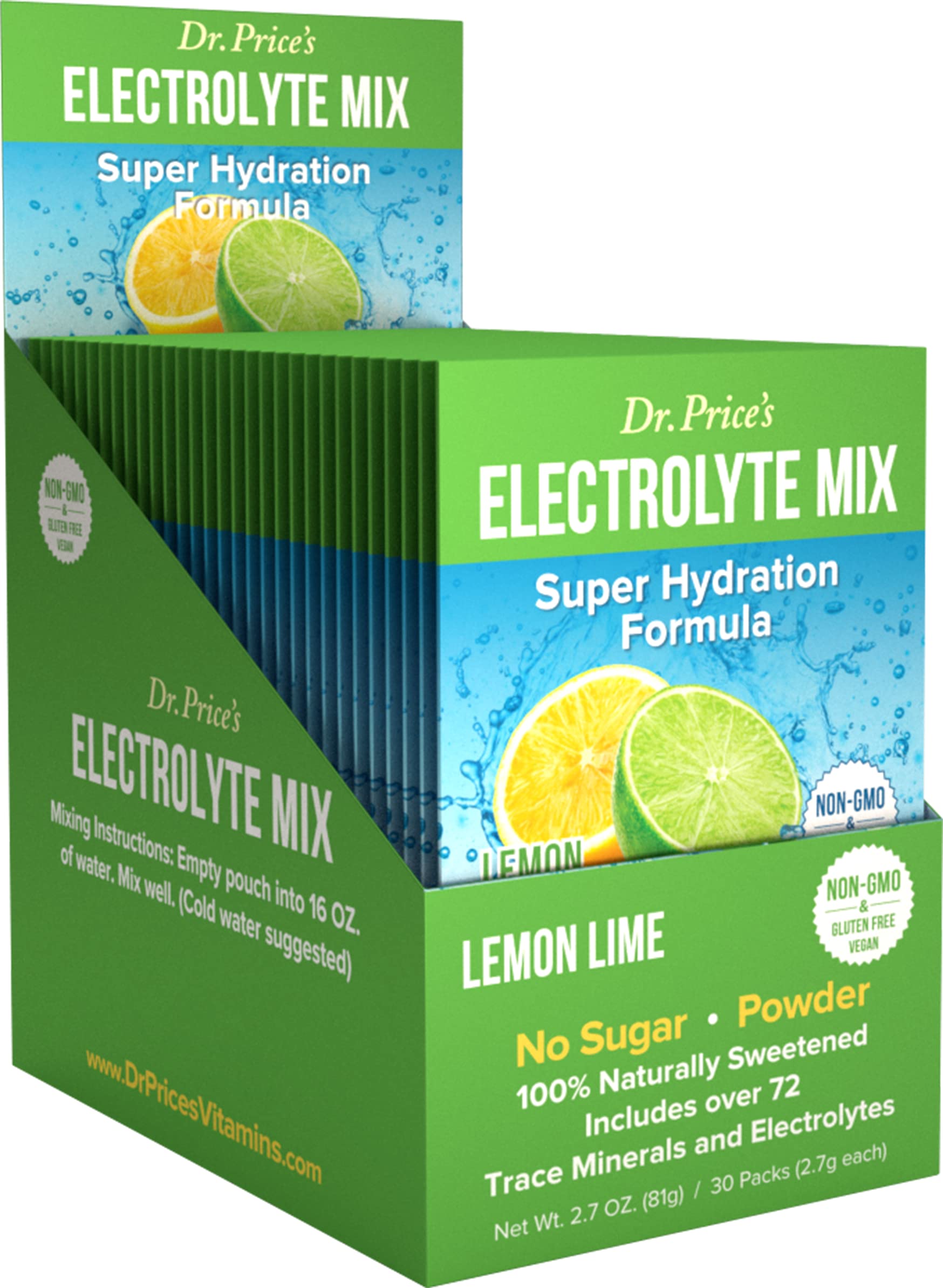 Electrolytes Powder Packets - Electrolytes No Sugar - Hydration Packets - Electrolyte Mix - Keto Electrolytes - Fasting Electrolytes - Water Enhancer, No Tablets, Non-GMO, Gluten Free, Sports Drink - 30 Packets Lemon-Lime