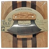 Large Alaska Ulu Bowl Set Salmon School Etched Handle (1)