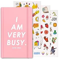 ban.do Daily Planner 2023-2024, Classic Weekly Planner Dated August 2023 - December 2024, Self Care Journal, Pink Hardcover Planner with Monthly Calendar, Stickers, & Pockets, I Am Very Busy