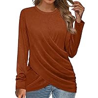 Womens Long Sleeve Tops Twist Front Tunic Tops to Wear with Leggings