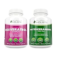 Resveratrol 1450mg + Phytoceramides Skin Therapy - Vegan Bundle - 180 + 60 Capsules - Packed with Potent Antioxidants - Made in USA