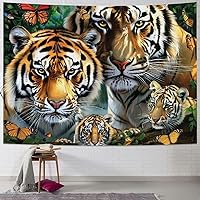FCXZI Lion Tiger Leopard and Butterfly Tapestry for Bedroom Aesthetic Tapestries Wall Hanging Window Design Wall Tapestry for Living Room Dorm Decor