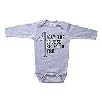 Baffle Funny Golf Kids Onesie, MAY The COURSE Be With YOU, Unisex Baby Outfit Golfing Infant Bodysuit, Newborn One-piece Tee