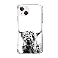 Scottish Highland Cattle Phone Case Compatible with iPhone 15, Hippie Wild Cow Animal Cover for Teens Men Women, Trendy Cool TPU Bumper Case Cover for iPhone 15