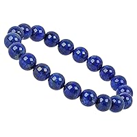 ELEDORO PowerBead Women's 9mm Lapis Lazuli AA Grade Stretch Bracelet with Gemstone Beads, Genuine untreated Lapis Lazuli AA grade quality, Lapis Lazuli AAA Grade
