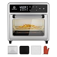 Toaster Oven Air Fryer Combo,10-in-1,8 Touch Screen Presets,12.6 QT Countertop Oven，Digital Display and Controls，Stainless Steel,4 Accessories Included