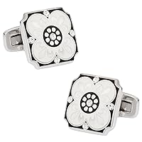 Enamel Crystal Cufflinks in Black and White with Presentation Box