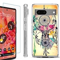 Shockproof Bumper Phone Case Compatible with Google Pixel 7, with Tempered Glass Screen Protector - Dream Catcher Color