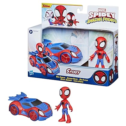 Spidey and His Amazing Friends Hasbro Marvel Spidey Action Figure and Web-Crawler Vehicle, for Kids Ages 3 and Up