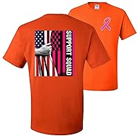 Support Squad Breast Cancer Awareness Warrior American Flag Front and Back Mens T-Shirts