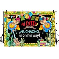 MEHOFOTO 7x5ft Fiesta Boy Baby Shower Backdrop Mexican Little Muchacho Baby Shower Chalkboard Photography Background Paper Flower Cactus Decoration Banner Background Photo Booth Props