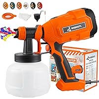 Paint Sprayer, 700W High Power HVLP Paint Gun with 1200ML Container, 6 Copper Nozzles and 3 Patterns, Easy to Clean, Paint Sprayers for Home Interior and Exterior. WSG10A