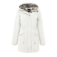 Orolay Women's Faux Fur Lined Parka Jacket Military Fleece Parkas with Adjustable Drawstring Hood