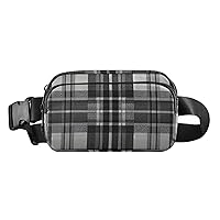 Cross Body Fanny Pack Grey-black-tartan Fashion Waist Packs Unisex Belt Bag