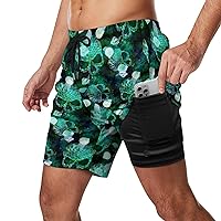 Men's 2 in 1 Swim Trunks with Compression Liner and Pockets 5.3-7.9