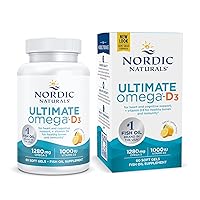 Nordic Naturals Ultimate Omega-D3, Lemon Flavor - 60 Soft Gels - 1280 mg Omega-3 + 1000 IU Vitamin D3 - Omega-3 Fish Oil - EPA & DHA - Promotes Brain, Heart, Joint, & Immune Health - 30 Servings
