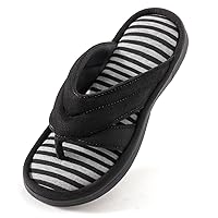 Zizor Men's Women's Stripe Flip Flop Slipper with Memory Foam, Summer Spa Thong, House Open Toe Slide Sandal for Indoor