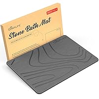 Stone Bath Mat, Diatomaceous Earth Shower Mat, Non-Slip Super Absorbent Quick Drying Bathroom Floor Mat, Natural, Easy to Clean (23.6 x 15.35 Darkgrey)