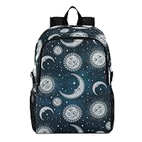 ALAZA Moon Sun Stars Blue Night Sky Hiking Backpack Packable Lightweight Waterproof Dayback Foldable Shoulder Bag for Men Women Travel Camping Sports Outdoor