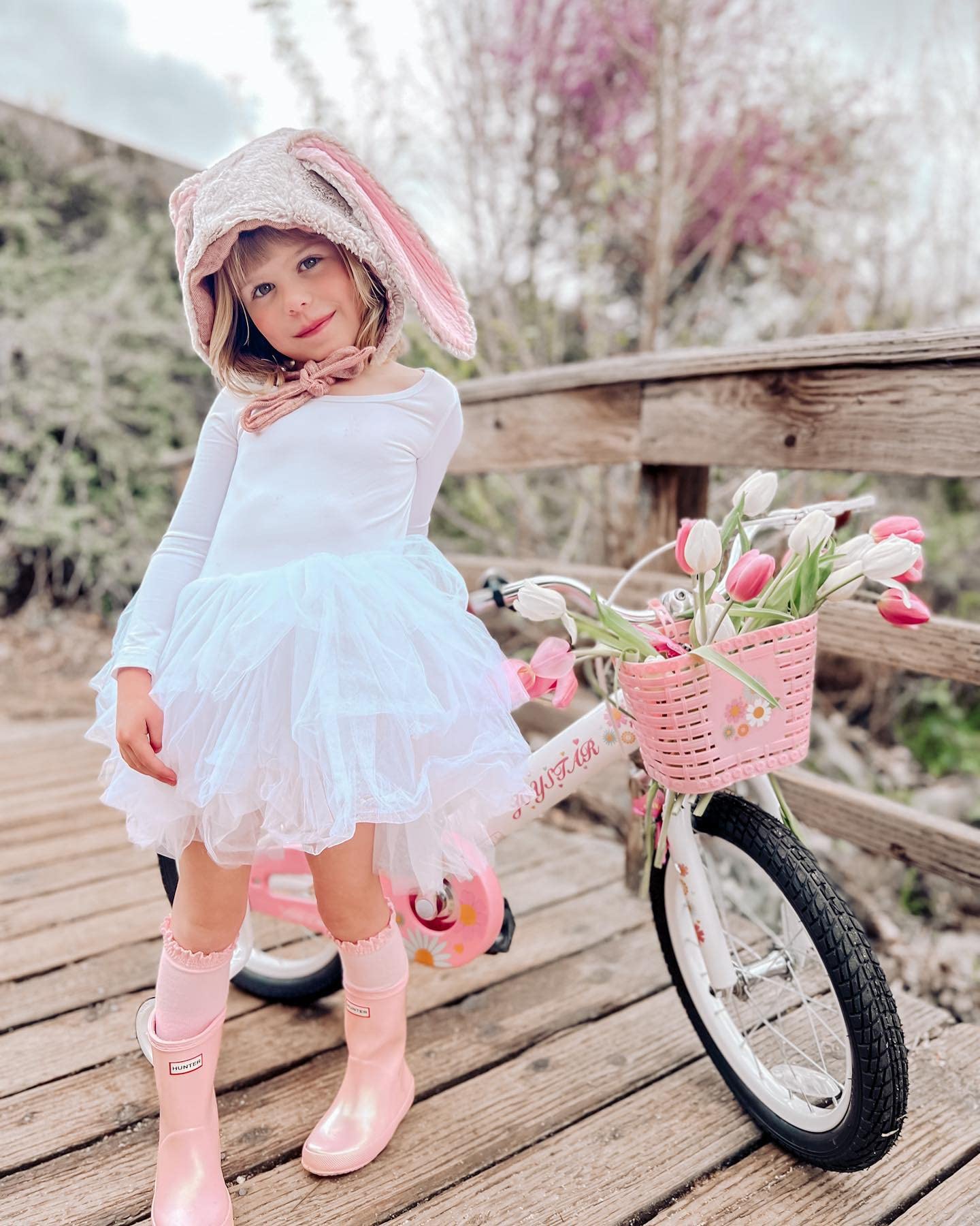JOYSTAR Little Daisy Kids Bike for 2-7 Years Girls with Training Wheels & Front Handbrake 12 14 16 Inch Princess Kids Bicycle with Basket Bike Streamers Toddler Girl Bikes, Blue Pink White