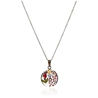 Amazon Essentials Sterling Silver Pressed Flower Round Pendant Necklace, 16