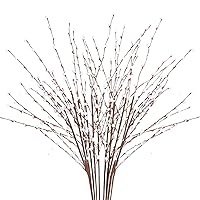35.43in Pussy Willow Branches 10PCS White Long Stem Artificial Flowers Foam Flowers Faux Pussy Willow Branches for Tall Vases Wedding Home Office Party Hotel Indoor Yard Decor(White)
