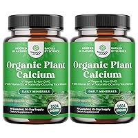 Organic Calcium Supplement for Women & Men - Vegan Calcium Supplement with Algae Plant Based Calcium with Vitamin D3 Magnesium & Trace Minerals for Joint Teeth and Bone Health (2 Month Supply)