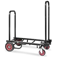 Pyle Compact Folding Adjustable Equipment Cart - Heavy Duty 8-in-1 Convertible Cart Hand Truck/Dolly/Platform Cart with R-Trac Wheels - Expandable Up to 25.24