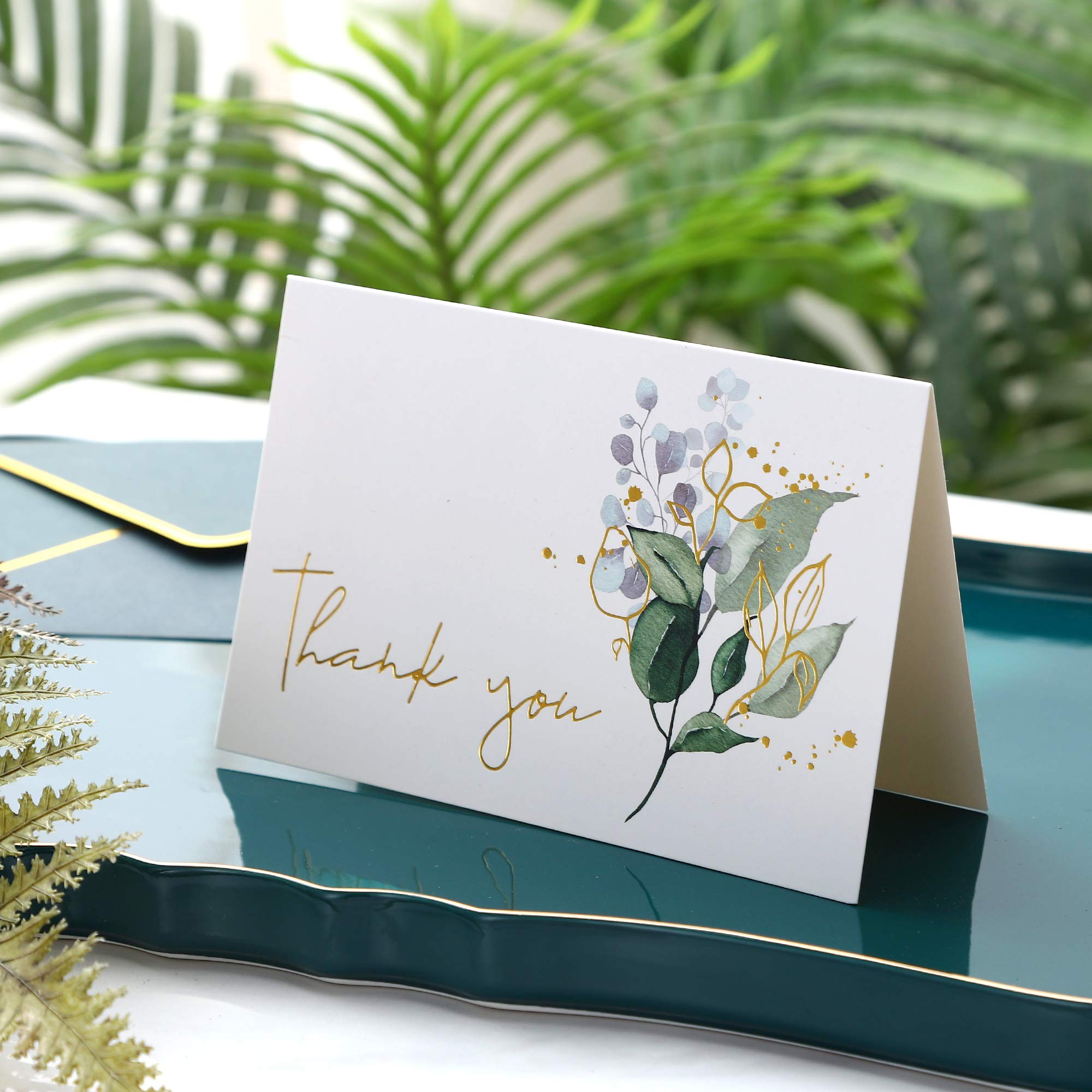 Heavy Duty Thank You Cards with Envelopes - 36 PK - Gold Thank You Notes 4x6 Inches Baby Shower Thank You Cards Wedding Thank You Cards Small Business Graduation Funeral Bridal Shower (Greenery)
