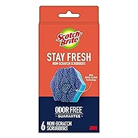 Scotch-Brite Stay Fresh Non-Scratch Scrubbers, Sponges for Cleaning Kitchen, Bathroom, and Household, Non-Scratch Sponges Safe for Non-Stick Cookware, 6 Scrubbing Sponges