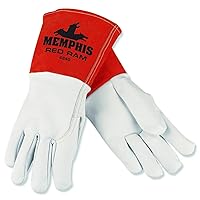 MCR Safety 4840L Red Ram Premium Grade Grain Goatskin MIG/TIG Welder Gloves with 5-Inch Russet Split Bell Cow Cuff, Yellow, Large, 1-Pair