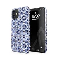BURGA Phone Case Compatible with iPhone 12 - Blue City Moroccan Tiles Pattern Mosaic Cute Case for Women Thin Design Durable Hard Plastic Protective Case