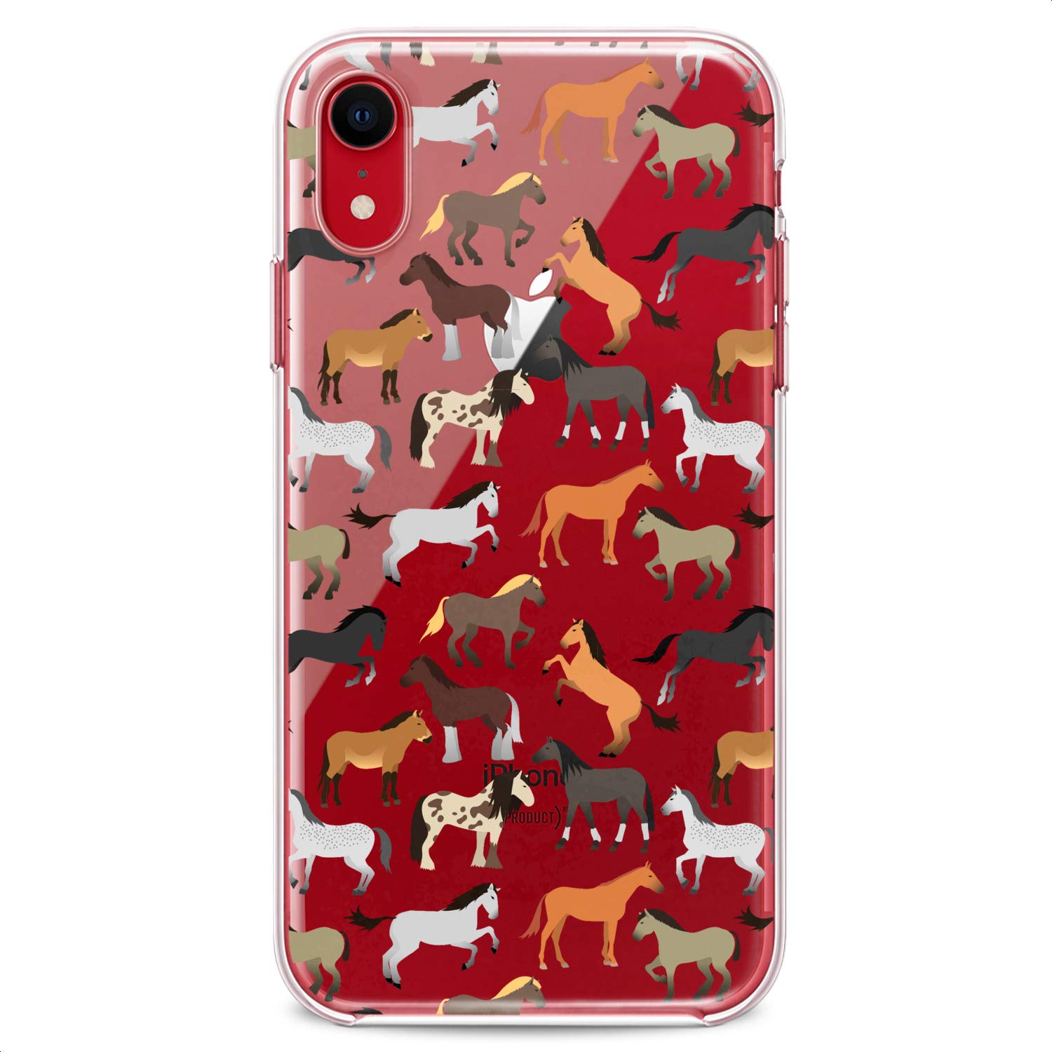 Cavka TPU Case Compatible with iPhone 14 Pro Max 13 12 Mini 11 Xs X 8 Plus Xr 7 SE Horse Pattern Animals Print Slim fit Soft Nature Cute Clear Woman Pony Cute Man Flexible Silicone Design Stylish