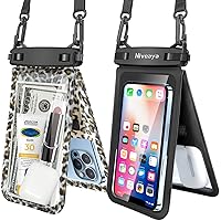 Double Space Waterproof Phone Pouch - 2 Pack, Waterproof Phone Lanyard Case with iPhone 15/14/13/12 Pro Max/Pro/8 Plus, Galaxy S22/S21/S20/S10/Note 20/10/9 up to 7