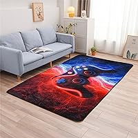 Meeting Story Gamer Gaming Area Rug Tie Dye Lightnings Gamepad Rug Games Console Action Buttons Print Carpet Indoor Floor Sofa Rugs for Kids Bedroom Living Room Game Room Decor(Red-Blue,5×8 Feet)