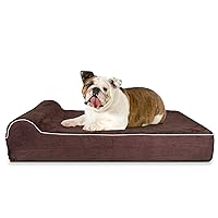 5.5 Inch Thick High Grade Orthopedic Memory Foam Dog Bed With Pillow and Easy to Wash Removable Cover with Anti-Slip Bottom. Free Waterproof Liner Included - for Large Breed Dogs